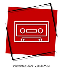 cassette red banner in frame. Vector illustration.