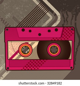 Cassette retro background. Vector illustration.