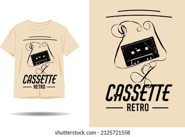 Cassette retro silhouette t shirt design