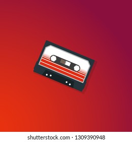 Cassette retro. Vector icon illustration, flat design	