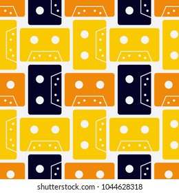 Cassette seamless pattern. Authentic design for digital and print media.