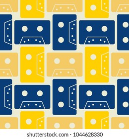Cassette seamless pattern. Authentic design for digital and print media.