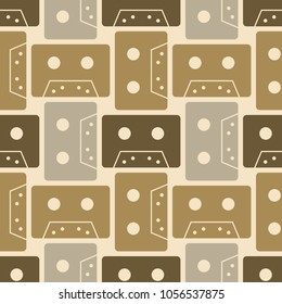 Cassette seamless pattern. Authentic design for digital and print media.