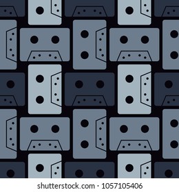 Cassette seamless pattern. Authentic design for digital and print media.