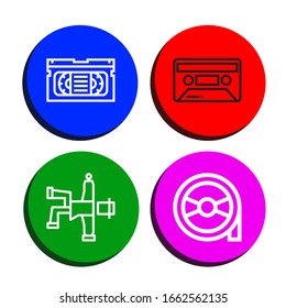 cassette simple icons set. Contains such icons as Vhs, Cassette, Hip hop, Magnetic tape, can be used for web, mobile and logo