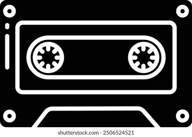 cassette solid glyph vector illustration