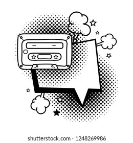 cassette with speech bubble pop art style