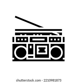 cassette stereo boombox player glyph icon vector. cassette stereo boombox player sign. isolated symbol illustration