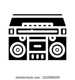 cassette stereo boombox player glyph icon vector. cassette stereo boombox player sign. isolated symbol illustration