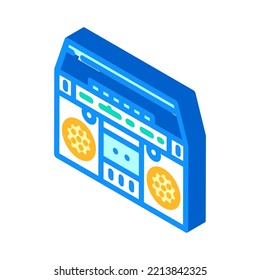 cassette stereo boombox player isometric icon vector. cassette stereo boombox player sign. isolated symbol illustration