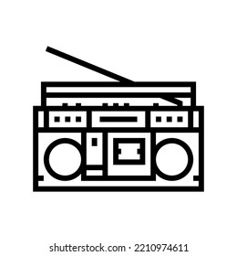 cassette stereo boombox player line icon vector. cassette stereo boombox player sign. isolated contour symbol black illustration