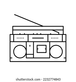 cassette stereo boombox player line icon vector. cassette stereo boombox player sign. isolated contour symbol black illustration