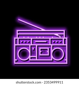 cassette stereo boombox player neon light sign vector. cassette stereo boombox player illustration