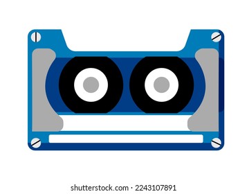Cassette in the style of the 90s. Audiocassette for tape recorder. Vector isolated illustration on a white background.