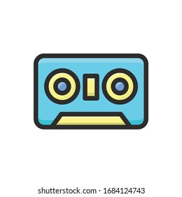 Cassette Tap Vector filled outline icon style illustration.