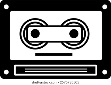 Cassette tape, an analog magnetic tape recording format for audio recording and playback icon design vector symbol illustration.