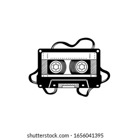 A cassette tape, an audio tape