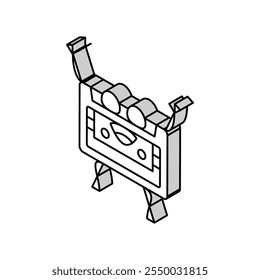 cassette tape character retro music isometric icon vector. cassette tape character retro music sign. isolated symbol illustration