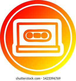 cassette tape circular icon with warm gradient finish