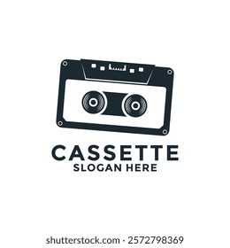 Cassette tape and cassette disc logo design template. Cassette tape logo vector illustration