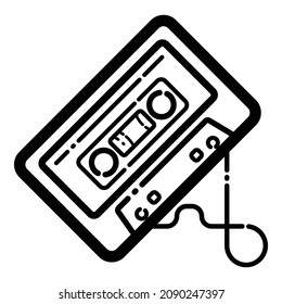 Icono plano de cinta de cassette aislado en fondo blanco