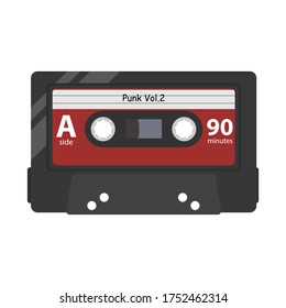 Cassette tape flat illustration. Vector old plastic cassette.