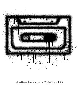 Cassette tape graffiti with black spray paint. vector illustration.