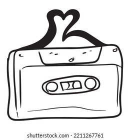 diseño gráfico de cinta cassette ilustración vectorial, dibujo de tatuajes de arte, dibujo a mano, uso de impresión