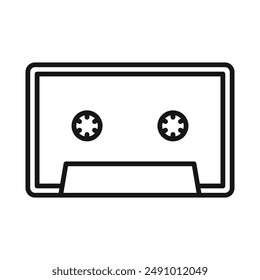 Cassette tape icon Black line art vector logo