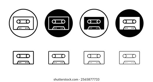 Cassette tape icon Black and white outline vector