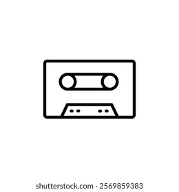 Cassette tape icon Black and white outline vector