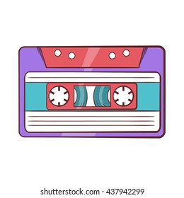 Cassette tape icon, cartoon style