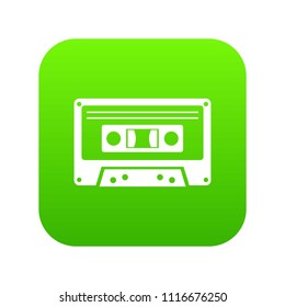 Cassette tape icon digital green for any design isolated on white vector illustration