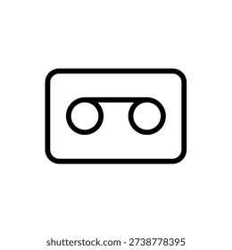 Cassette tape icon with editable stroke, minimalist vector design.
