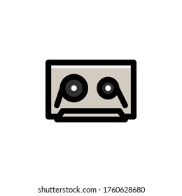 Cassette Tape Icon Filled Outline Illustration Logo Vector
