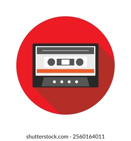 Cassette tape icon. Flat design. Vector illustration. EPS 10