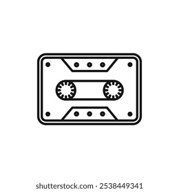 Cassette tape icon Isolated flat vector in outline