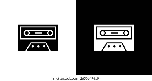 Cassette tape icon Isolated flat vector in outline