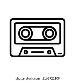 Cassette Tape Icon. Line Art Style Design Isolated On White Background