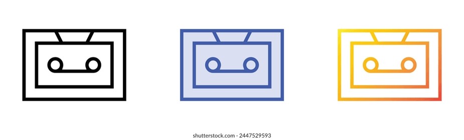 cassette tape icon. Linear, Blue Fill and Gradient Style Design Isolated On White Background
