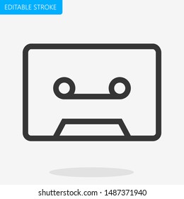 Cassette Tape Icon Pixel Perfect Editable Stroke Vector