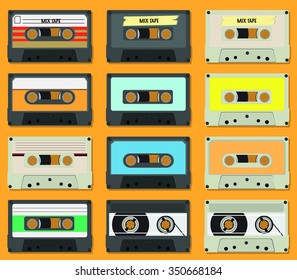 Cassette tape icon set 