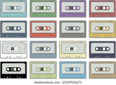 Cassette tape icon set material