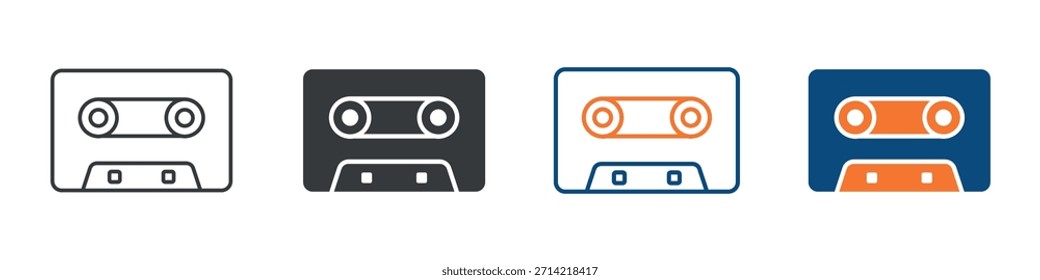 Conjunto de iconos de cinta de cassette Colección de estilo múltiple