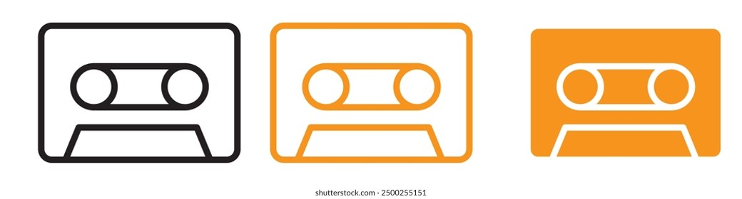 Cassette Tape Icon Set Retro Music Illustrations for Vintage and Media Projects