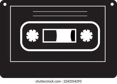Cassette tape icon in simple style on a white background vector illustration