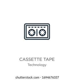 Cassette tape icon. Thin linear cassette tape outline icon isolated on white background from technology collection. Line vector sign, symbol for web and mobile