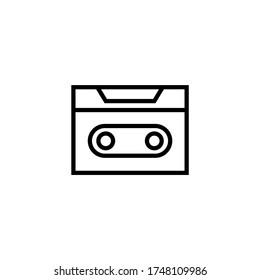 Cassette tape icon vector in black line style icon, style isolated on white background