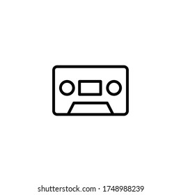 Cassette tape icon vector in black line style icon, style isolated on white background