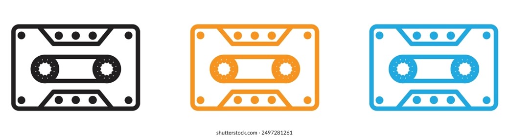 Cassette tape icon vector logo set collection for web app ui